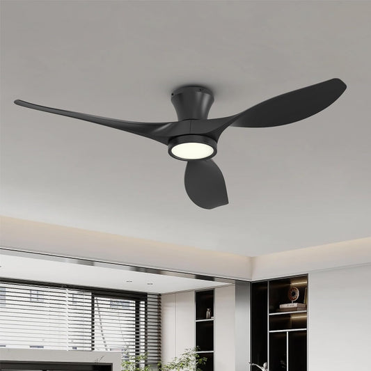 52 Inch Black Ceiling Fan With Integrated Led Lighting-0