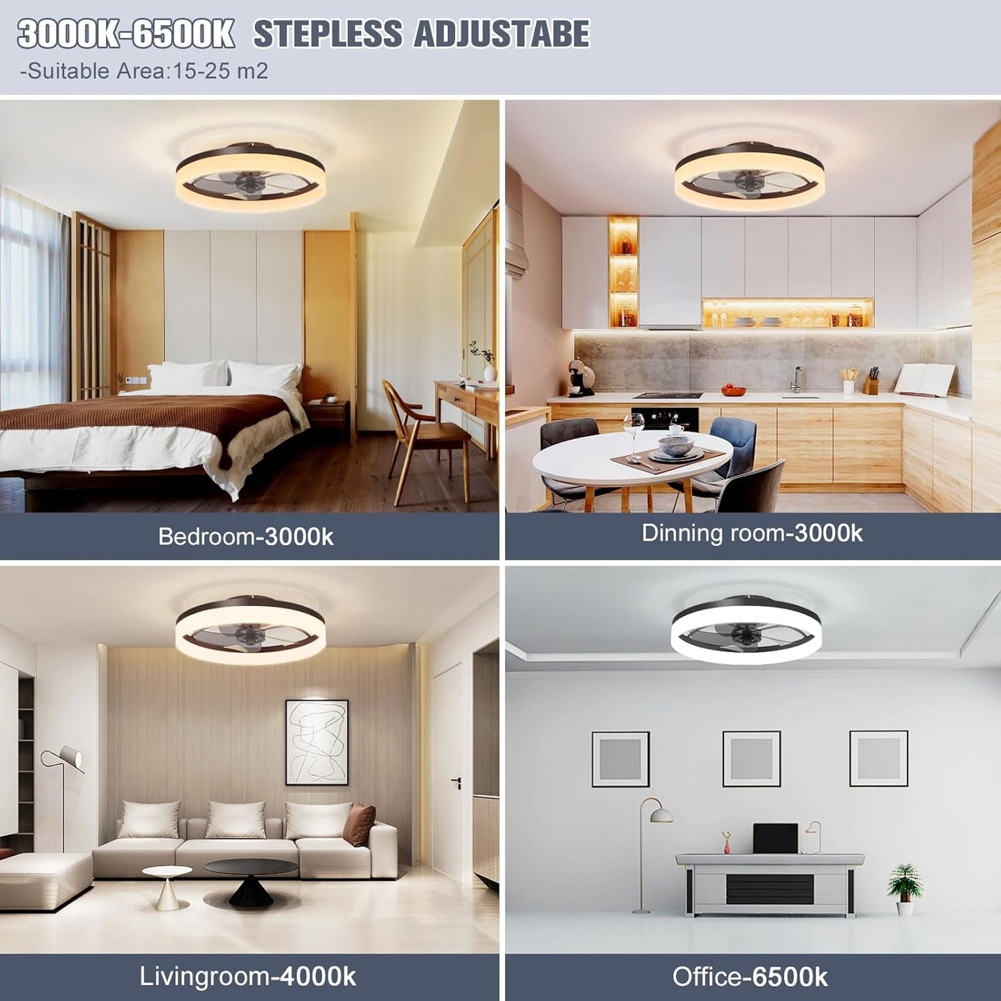 Low Profile Ceiling Fans with Lights and Remote, Fandelier Ceiling Fan