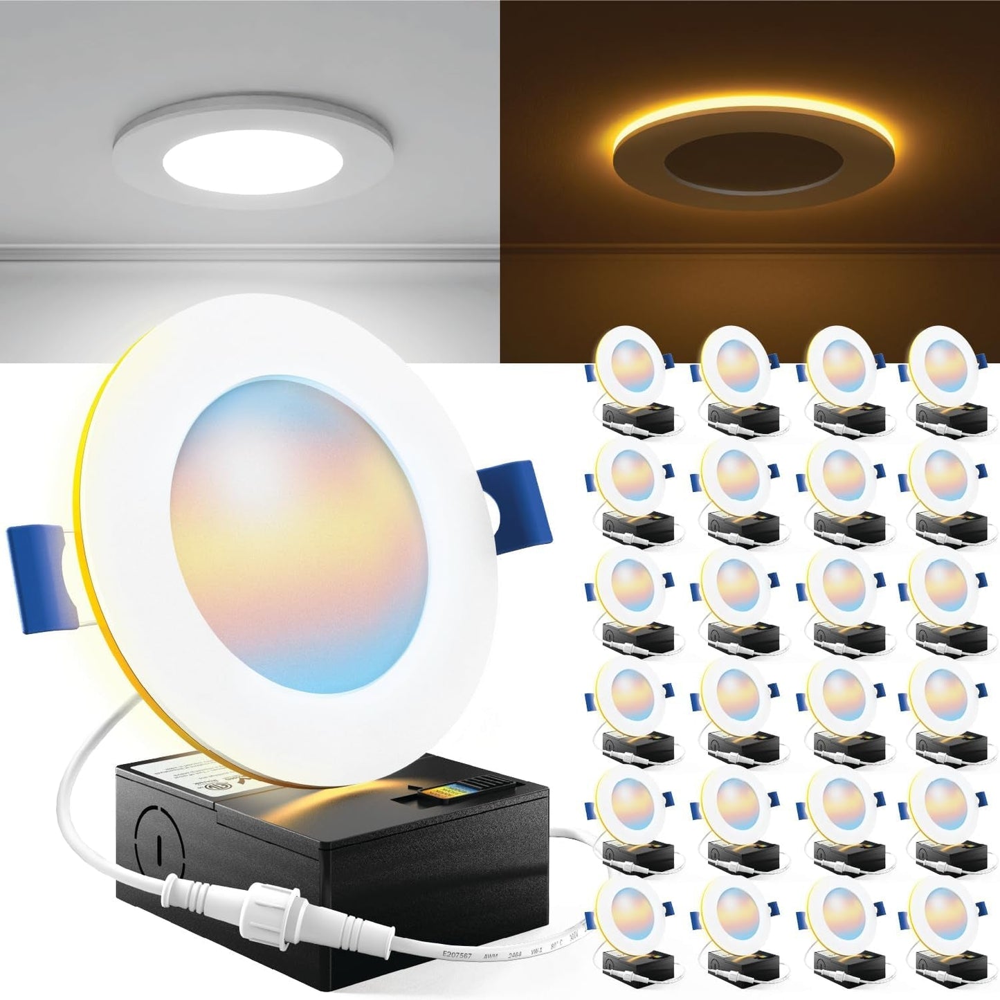 Sunco 24 Pack 4 Inch Ultra Thin LED Recessed Ceiling Lights Slim with