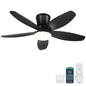 Ceiling Fans with Lights-36 Low Profile Ceiling Fan with Light and Remote/APP Control,Flush Mount,DC Reversible,LED Dimmable Blakc Ceiling Fans for Bedroom,Indoor/Outdoor Patio Use