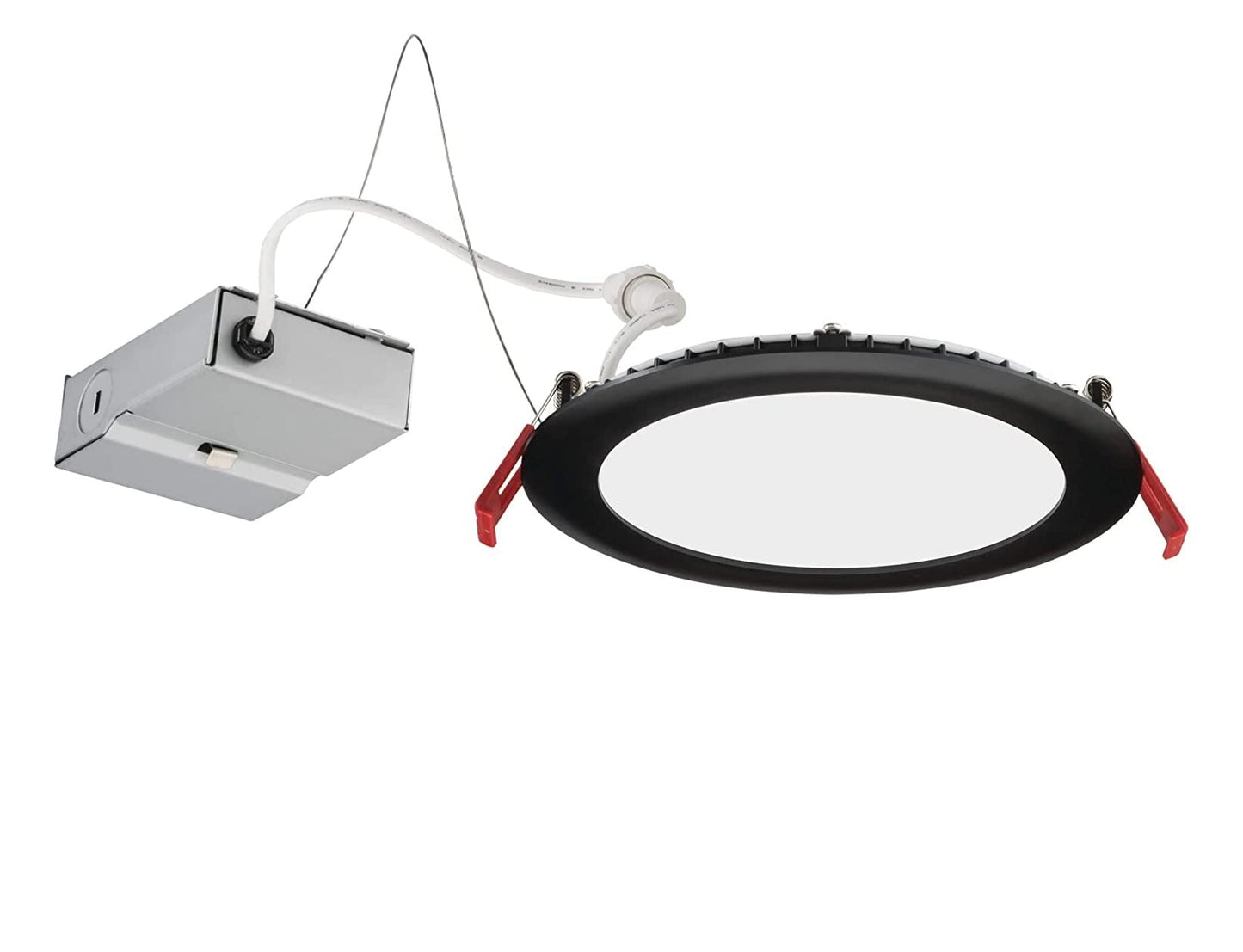 Lithonia Lighting WF4 LED 27K30K35K 90CRI MB M6 Recessed Wafer Downlight with Ultra Thin Round Trim, Color Temperature Selectable, 2700K | 3000K | 3500K, 4-Inch, Matte Black