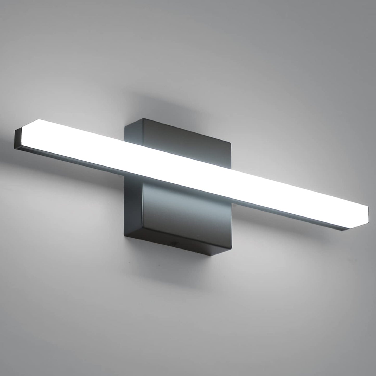 Combuh LED Bathroom Vanity Light Bar 16 Inch 9W Black IP44 Bathroom Light Fixtures Over Mirror Modern Bath Wall Lighting Fixture Sconce Indoor Cool White 6000K