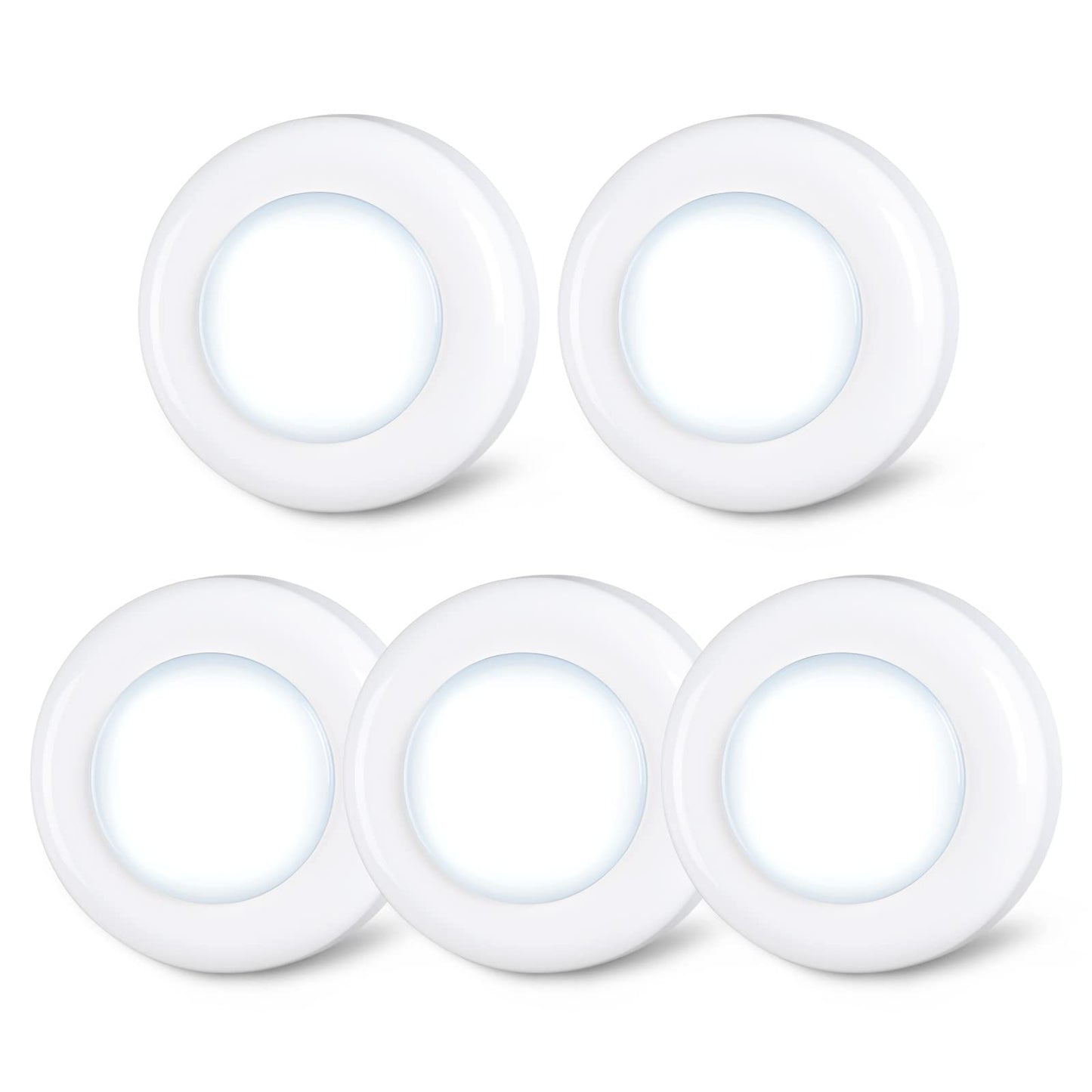 STAR-SPANGLED Push Tap Light, 2.8” Mini Night Touch LED Puck Lamp, Portable Under Cabinet Lighting AAA Battery Operated Powered, DIY Stick On Lights for Closet, Counter, Kitchen, Warm White, 5 Pack