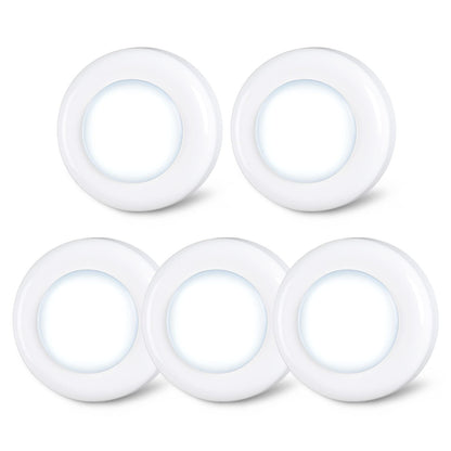 STAR-SPANGLED Push Tap Light, 2.8” Mini Night Touch LED Puck Lamp, Portable Under Cabinet Lighting AAA Battery Operated Powered, DIY Stick On Lights for Closet, Counter, Kitchen, Warm White, 5 Pack