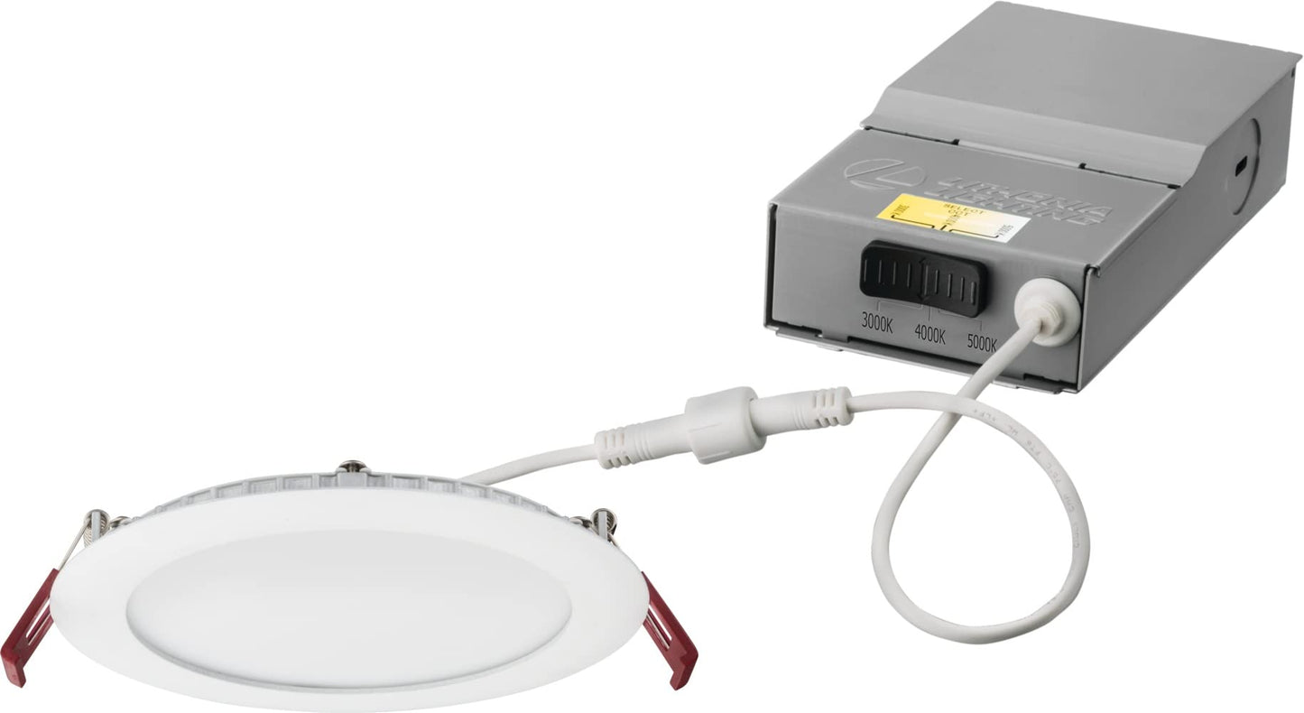 Lithonia Lighting WF4 LED 27K30K35K 90CRI MB M6 Recessed Wafer Downlight with Ultra Thin Round Trim, Color Temperature Selectable, 2700K | 3000K | 3500K, 4-Inch, Matte Black