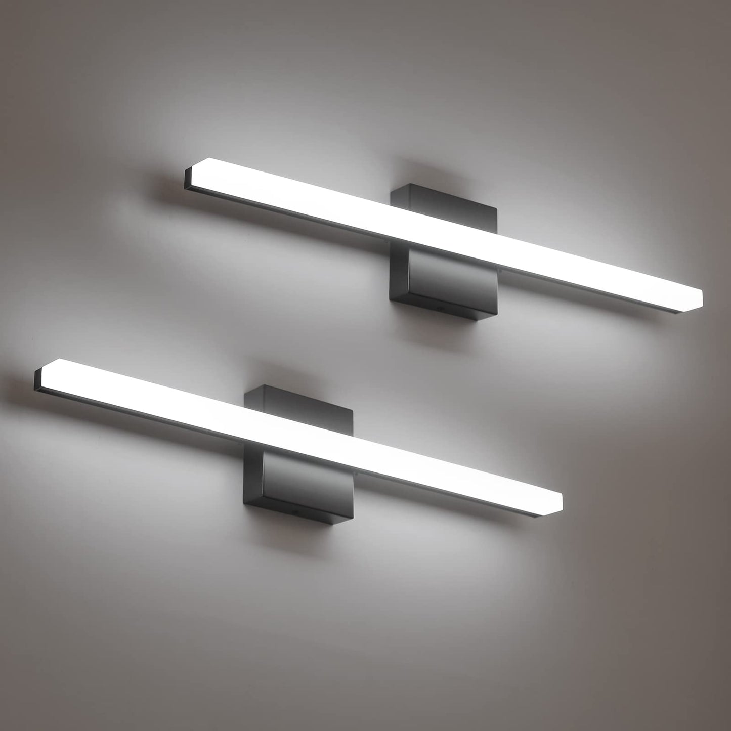 Combuh LED Bathroom Vanity Light Bar 16 Inch 9W Black IP44 Bathroom Light Fixtures Over Mirror Modern Bath Wall Lighting Fixture Sconce Indoor Cool White 6000K