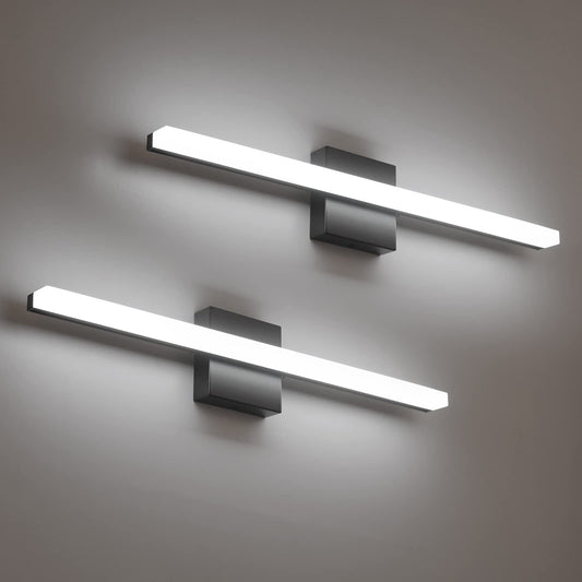 Combuh LED Bathroom Vanity Light Bar 16 Inch 9W Black IP44 Bathroom Light Fixtures Over Mirror Modern Bath Wall Lighting Fixture Sconce Indoor Cool White 6000K