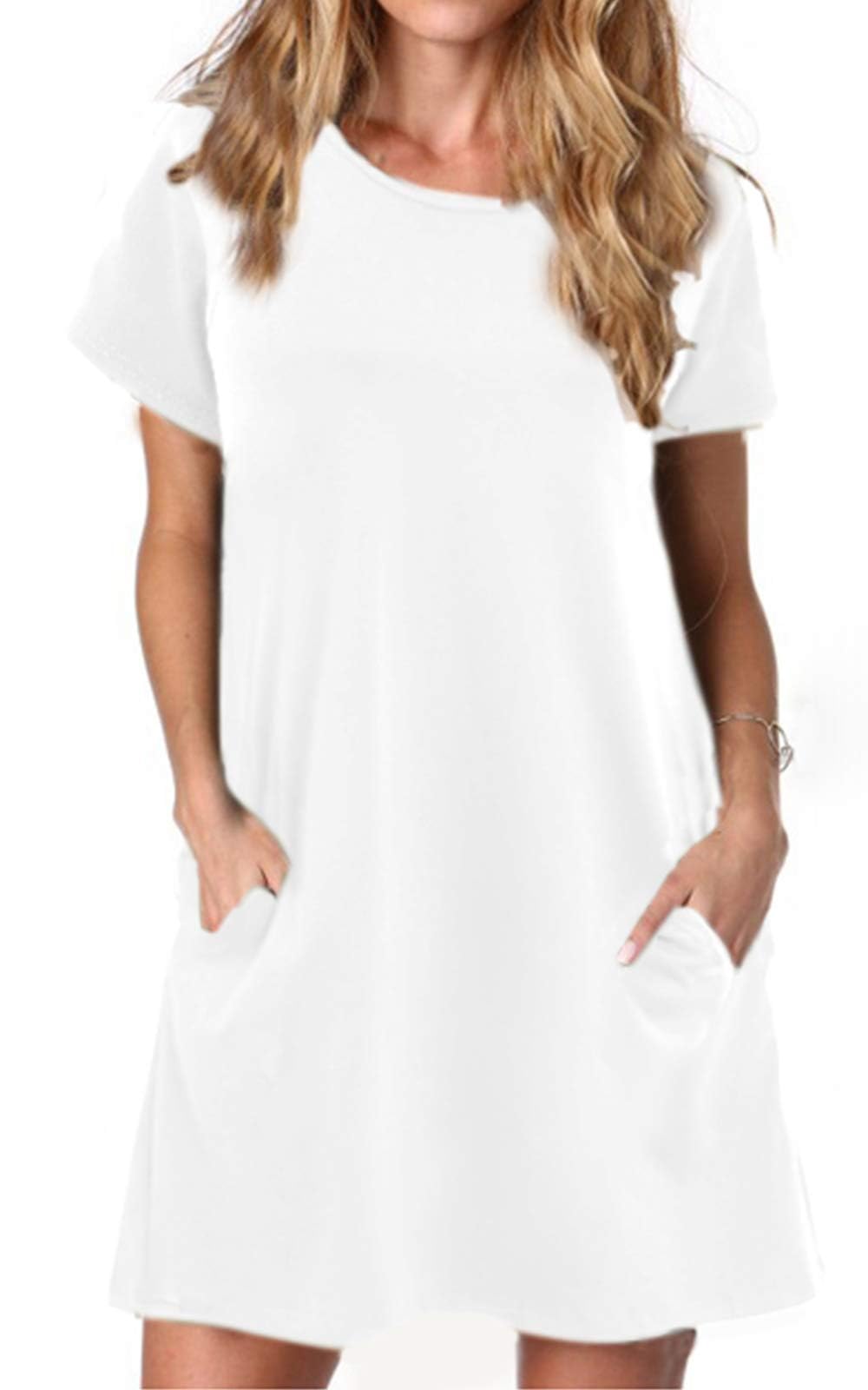 Alaster Women’s Casual Summer T Shirt Dress Loose Short Sleeve Tunic Dress with Pocket for Women