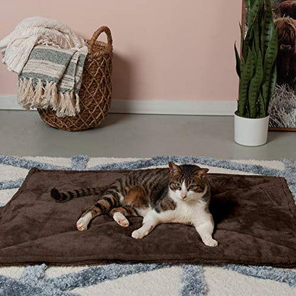 Furhaven ThermaNAP Self-Warming Cat Bed for Indoor Cats & Small Dogs, Washable & Reflects Body Heat - Quilted Faux Fur Reflective Bed Mat - Gray, Small