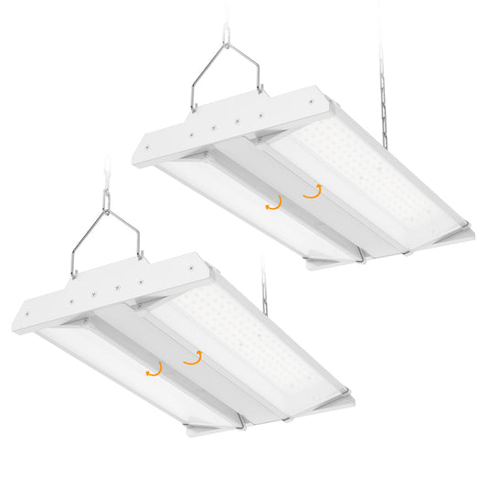High Bay Led Shop Lights 150W 2Pack 4000K/5000K Switchable Linear High Bay Light Directional 0-10V Dimmable 100-277V Hardwire 135LM/W Commercial Lighting for Warehouse, Workshop, Supermarket