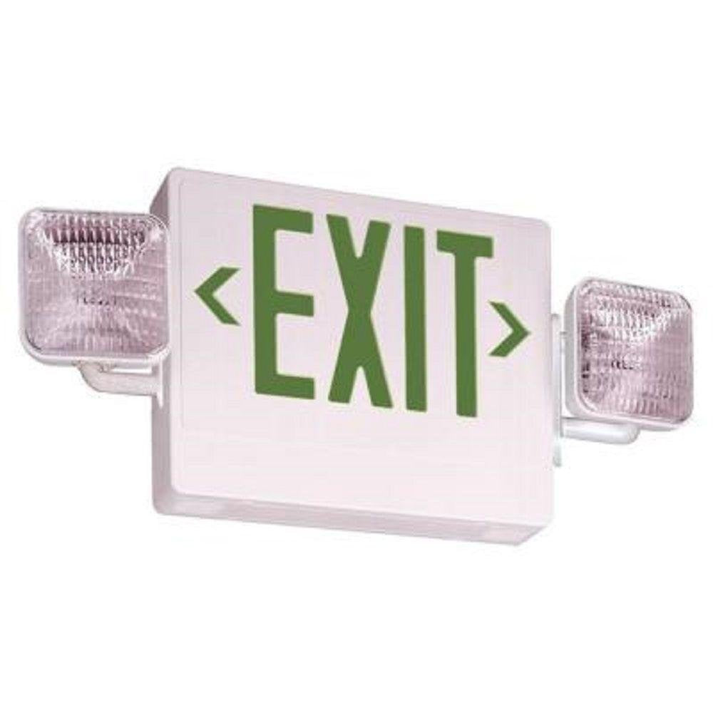 Lithonia Lighting ECBG LED M6 LED Exit and Emergency Light Bar Combo Fixture with Back Up Battery, Green Letters