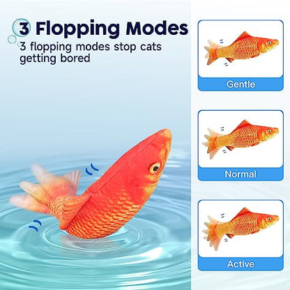 Potaroma Cat Toys Flopping Fish with SilverVine and Catnip, Moving Kitten Kicker, Floppy Wiggle Carp for Small Dogs, Interactive Motion Kitty Exercise, 10.5 Inches