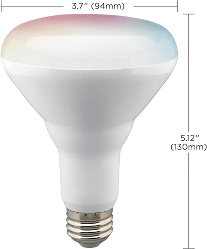 Satco S11256 Starfish BR30 WiFi Smart LED Light Bulb, Works with Siri, Alexa, Google Assistant, SmartThings, 9.5 Watt, 120 Volt, 800 Lumens, Color Changing & Tunable White, 2-Pack