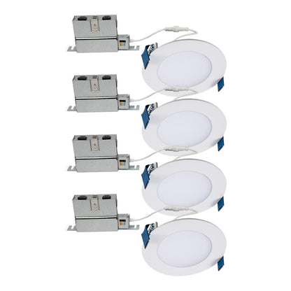HALO HLB 4-Inch Thin Recessed Indoor/Outdoor Canless LED Downlight w/Selectable Color Temperatures 6-Pack HLB40699FS1EMWR-6PK