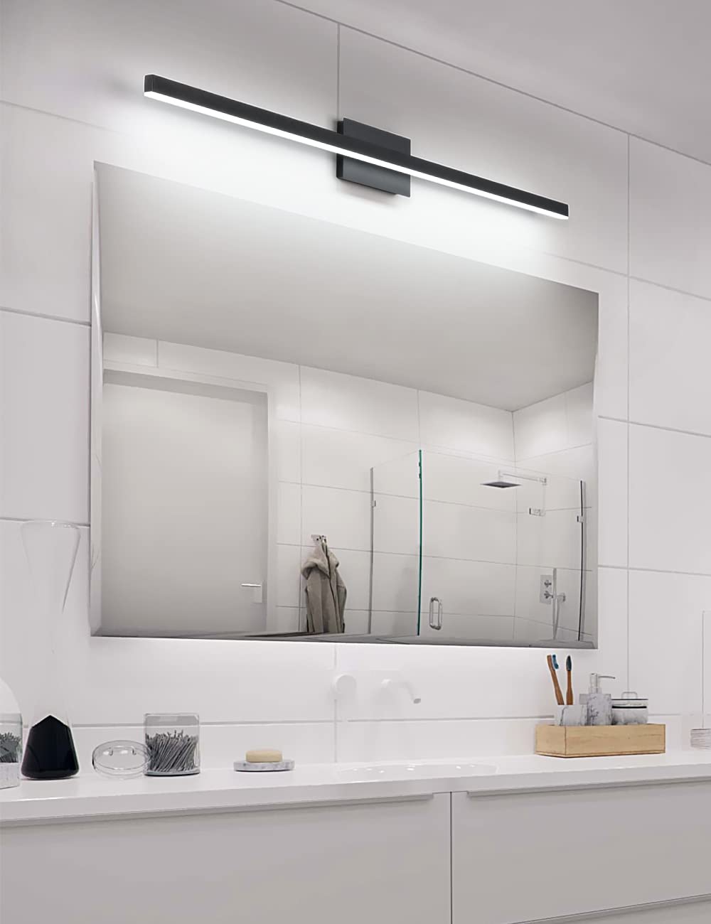 Joossnwell Black Bathroom Vanity Light Fixtures Dimmable 5CCT LED Bathroom Lighting Bar 15.75 Inch Modern Bath Lights Fixture Over Mirror 12W