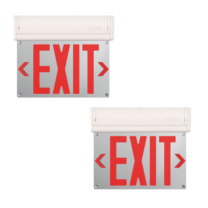 Lithonia Lighting BE W R SM M6 BE Basics Edge-Lit Exit Sign, White with Red Letters, Surface Mount