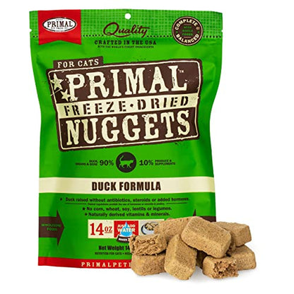 Primal Freeze Dried Raw Cat Food Nuggets Venison, Complete & Balanced Meal or Topper, Premium, Healthy, Grain Free, High Protein Raw Cat Food with Probiotics (14 oz)