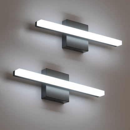 Combuh LED Bathroom Vanity Light Bar 16 Inch 9W Black IP44 Bathroom Light Fixtures Over Mirror Modern Bath Wall Lighting Fixture Sconce Indoor Cool White 6000K
