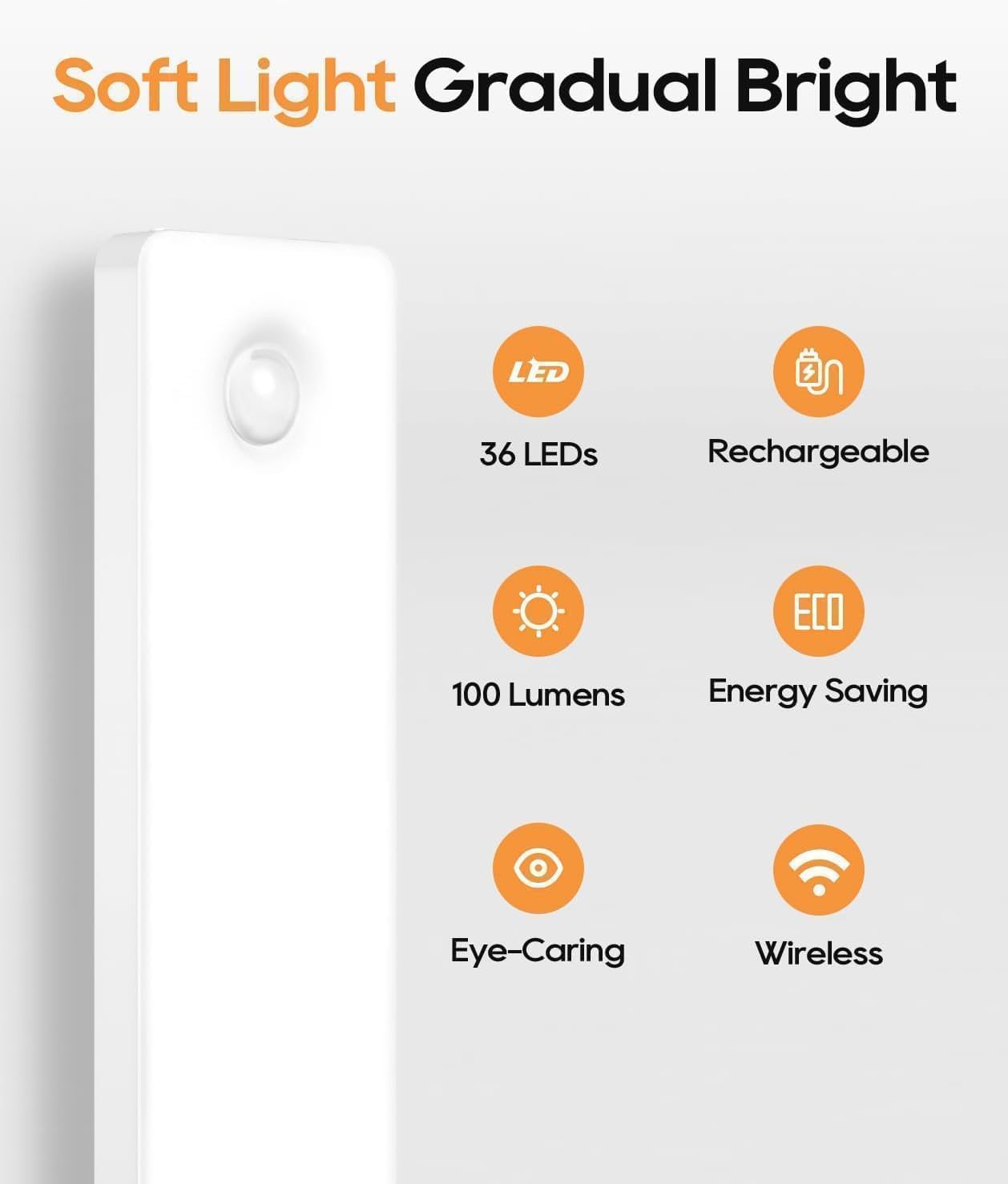 Under Cabinet Lighting, 2 Pack Motion Sensor Light Indoor, Rechargeable Closet Lights Battery Operated, LED Lights for Bedroom, Wireless Dimmable Cabinet Lights, Motion Sensor Step Night Light