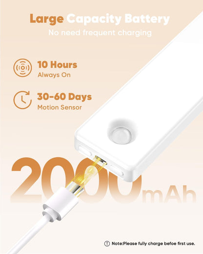 Under Cabinet Lighting, 2 Pack Motion Sensor Light Indoor, Rechargeable Closet Lights Battery Operated, LED Lights for Bedroom, Wireless Dimmable Cabinet Lights, Motion Sensor Step Night Light
