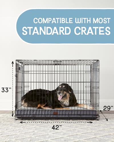 OhGeni 35 Inch Orthopedic Waterproof & Machine Washable Dog Bed for Medium Large Pets, 20D Egg Crate Foam Stable Support, Non-Slip Bottom and Removable Cover, Tear-Resistant Invisible Zipper(Gray)