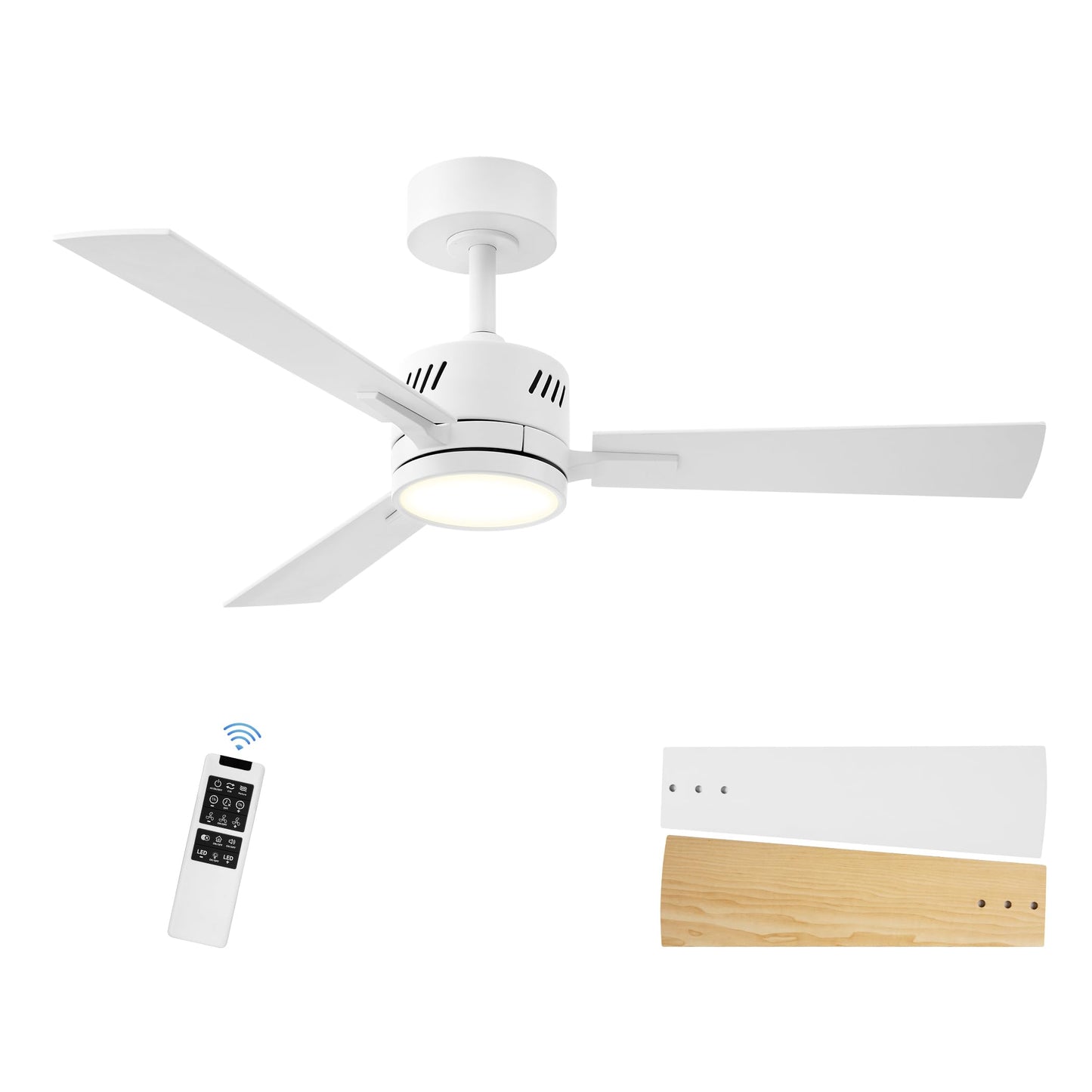 SUNMORY Ceiling Fans with Lights and Remote, 30 inch Low Profile Ceiling Fan with Light, Modern Flush Mount Ceiling Fan for Bedroom/Kitchen/Dining Room/Patio, 6 Wind Speeds, Dimmable, White
