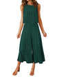 ROYLAMP Women's Summer 2 Piece Outfits Round Neck Crop Basic Top Cropped Wide Leg Pants Set Jumpsuits