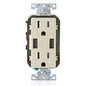 Leviton T5633-W Type A & Type-C USB In-Wall Charger with 15A Tamper-Resistant Outlet, USB Charger for Smartphones and Tablets, Not for Laptops, White