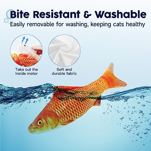 Potaroma Cat Toys Flopping Fish with SilverVine and Catnip, Moving Kitten Kicker, Floppy Wiggle Carp for Small Dogs, Interactive Motion Kitty Exercise, 10.5 Inches
