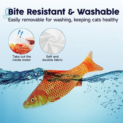 Potaroma Cat Toys Flopping Fish with SilverVine and Catnip, Moving Kitten Kicker, Floppy Wiggle Carp for Small Dogs, Interactive Motion Kitty Exercise, 10.5 Inches