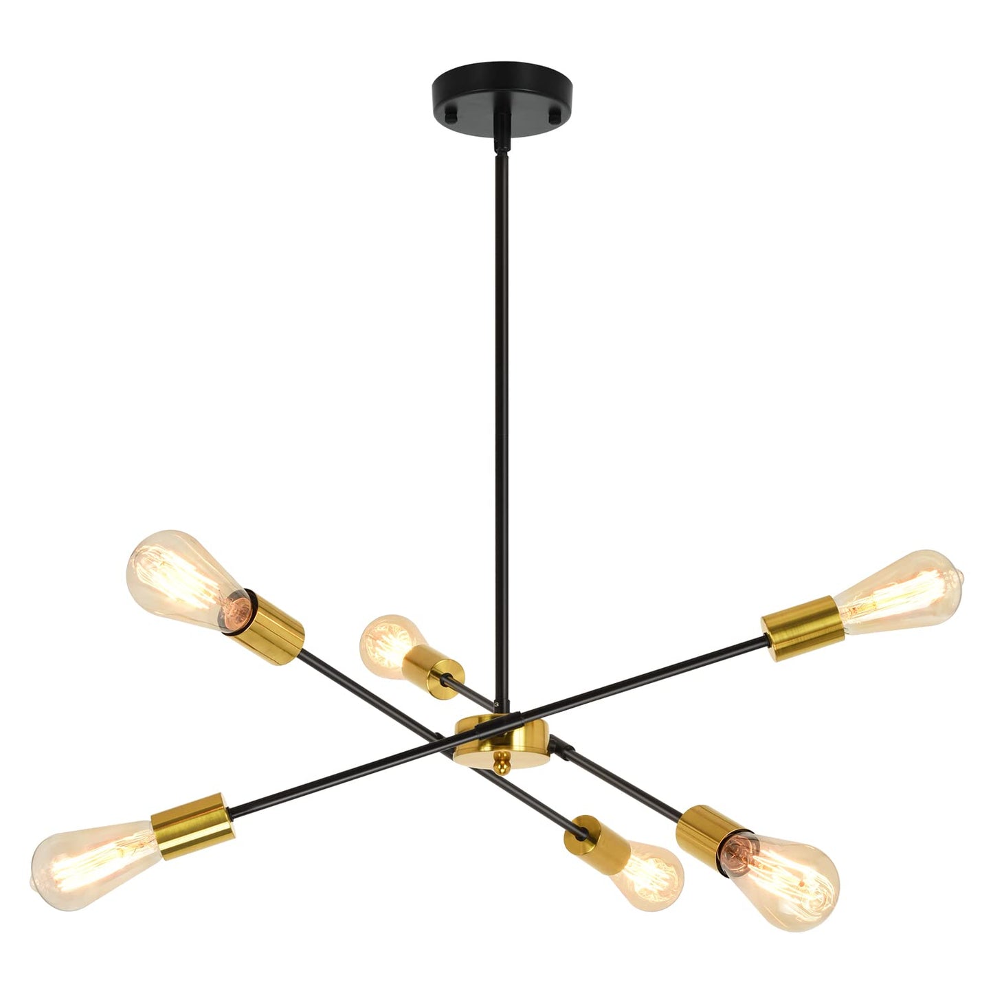 Black Sputnik Chandelier 6 Lights Modern Industrial Ceiling Light Mid Century Vintage Contemporary Pendant Dining Room Lighting Fixtures Hanging