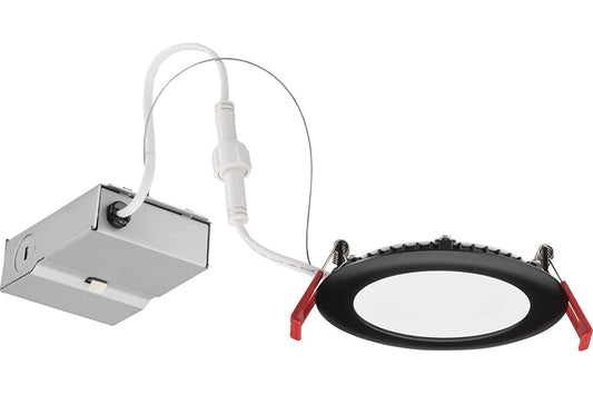 Lithonia Lighting WF4 LED 27K30K35K 90CRI MB M6 Recessed Wafer Downlight with Ultra Thin Round Trim, Color Temperature Selectable, 2700K | 3000K | 3500K, 4-Inch, Matte Black