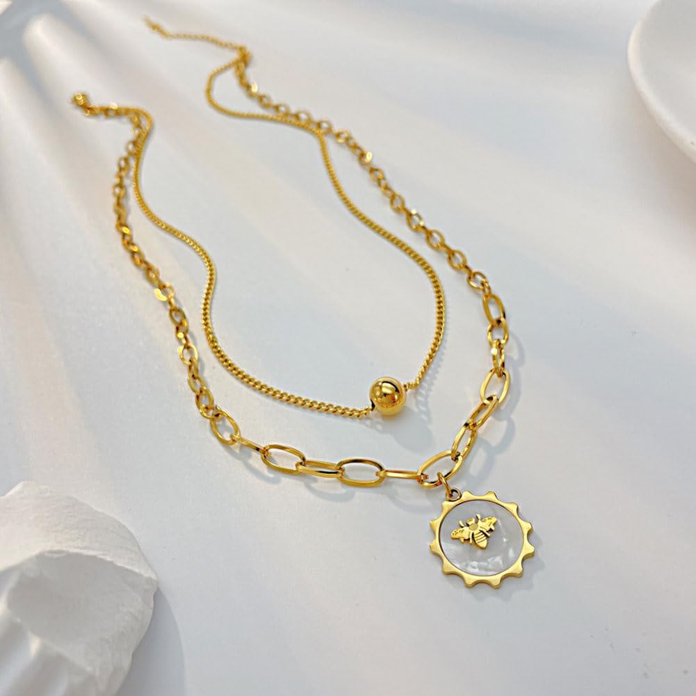 Bee Pendant Layering Necklaces for Women, Popular Items, Bee Necklace, Cute Necklaces, Aesthetic Things, Stackable Necklaces for Women