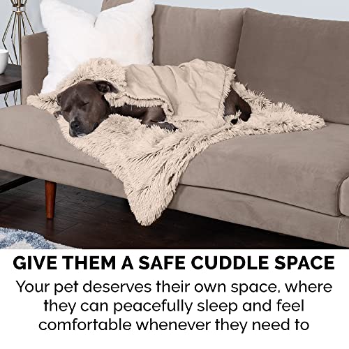 Furhaven - Manta impermeable y lavable para perros y gatos de interior, hecha en piel sintética de pelo largo sintético y terciopelo en color madera, XL, gris niebla