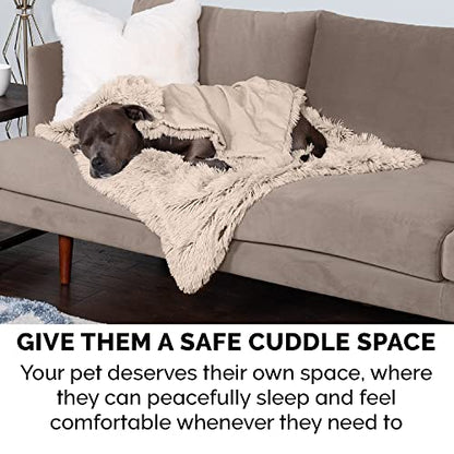 Furhaven - Manta impermeable y lavable para perros y gatos de interior, hecha en piel sintética de pelo largo sintético y terciopelo en color madera, XL, gris niebla