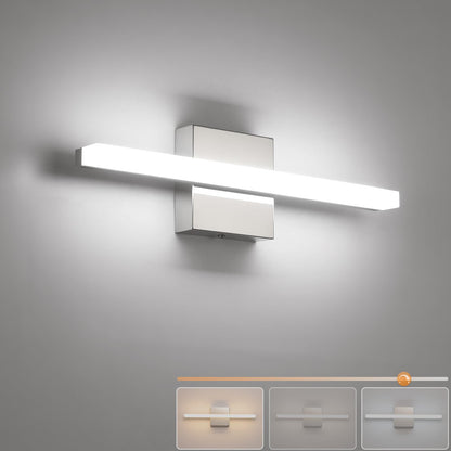 Combuh Modern Bathroom Light Fixtures Over Mirror 16 Inch IP44 9W Chrome Vanity Light Bar for Bathroom Wall Light Fixtures Cool White 6000K
