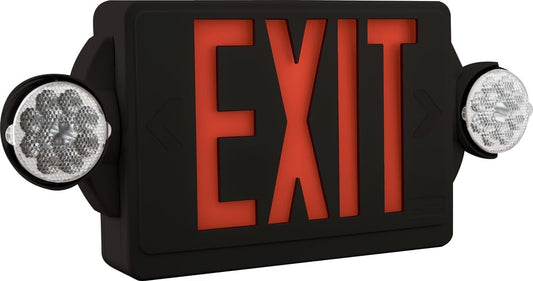Lithonia Lighting LHQM LED B R M6 LED 2-Light Exit Sign/Emergency with LED Heads and Red Stencil, Black