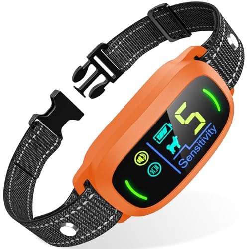 Dog Bark Collar for Large Medium Small Dogs, Rechargeable Smart Bark Collar, Anti Barking Training Collar with 5 Adjustable Sensitivity Beep Vibration (Black)