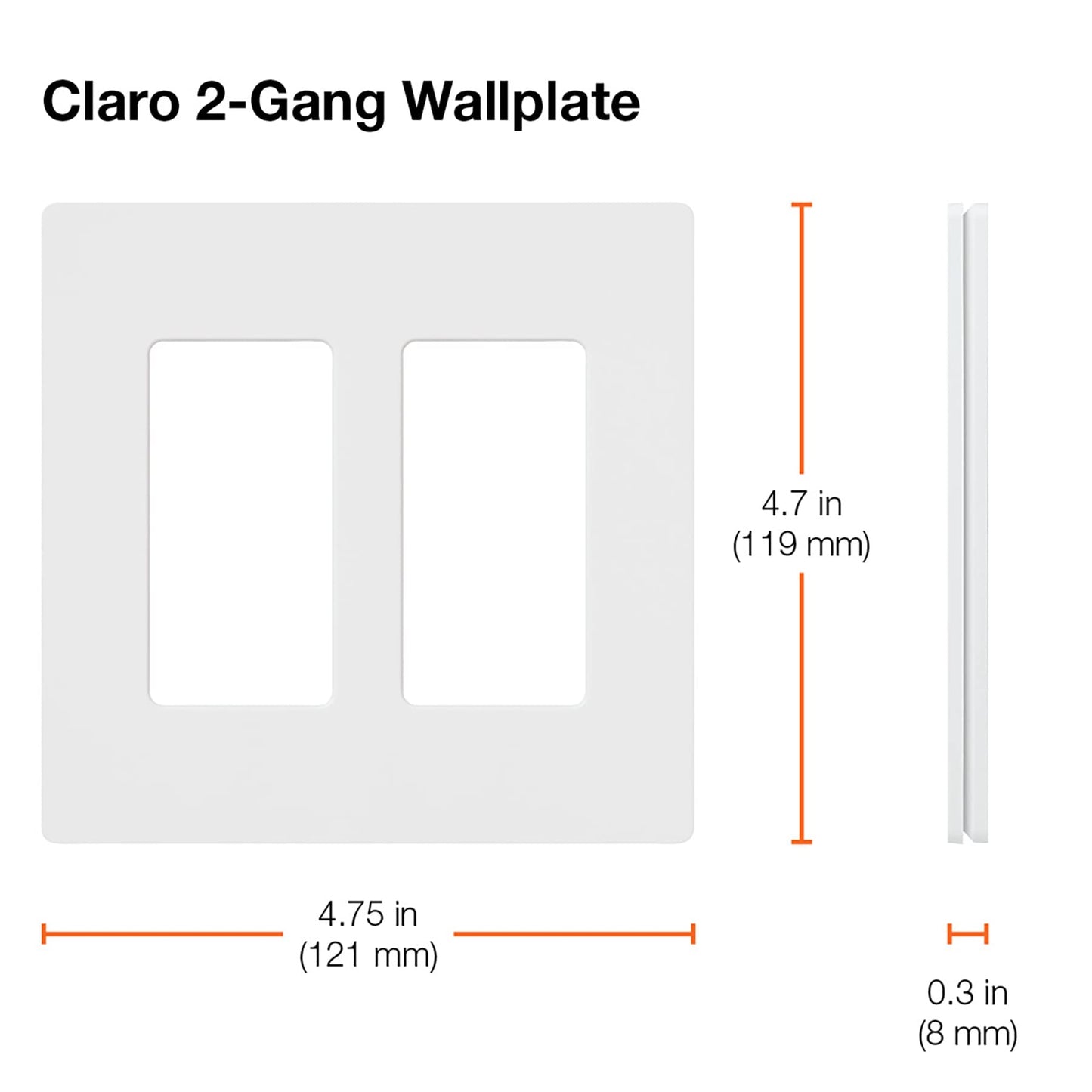 Lutron Claro 2 Gang Decorator/Rocker Wallplate, Gloss, Gray (1-Pack) | CW-2-GR