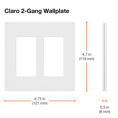 Lutron Claro 2 Gang Decorator/Rocker Wallplate, Gloss, Gray (1-Pack) | CW-2-GR