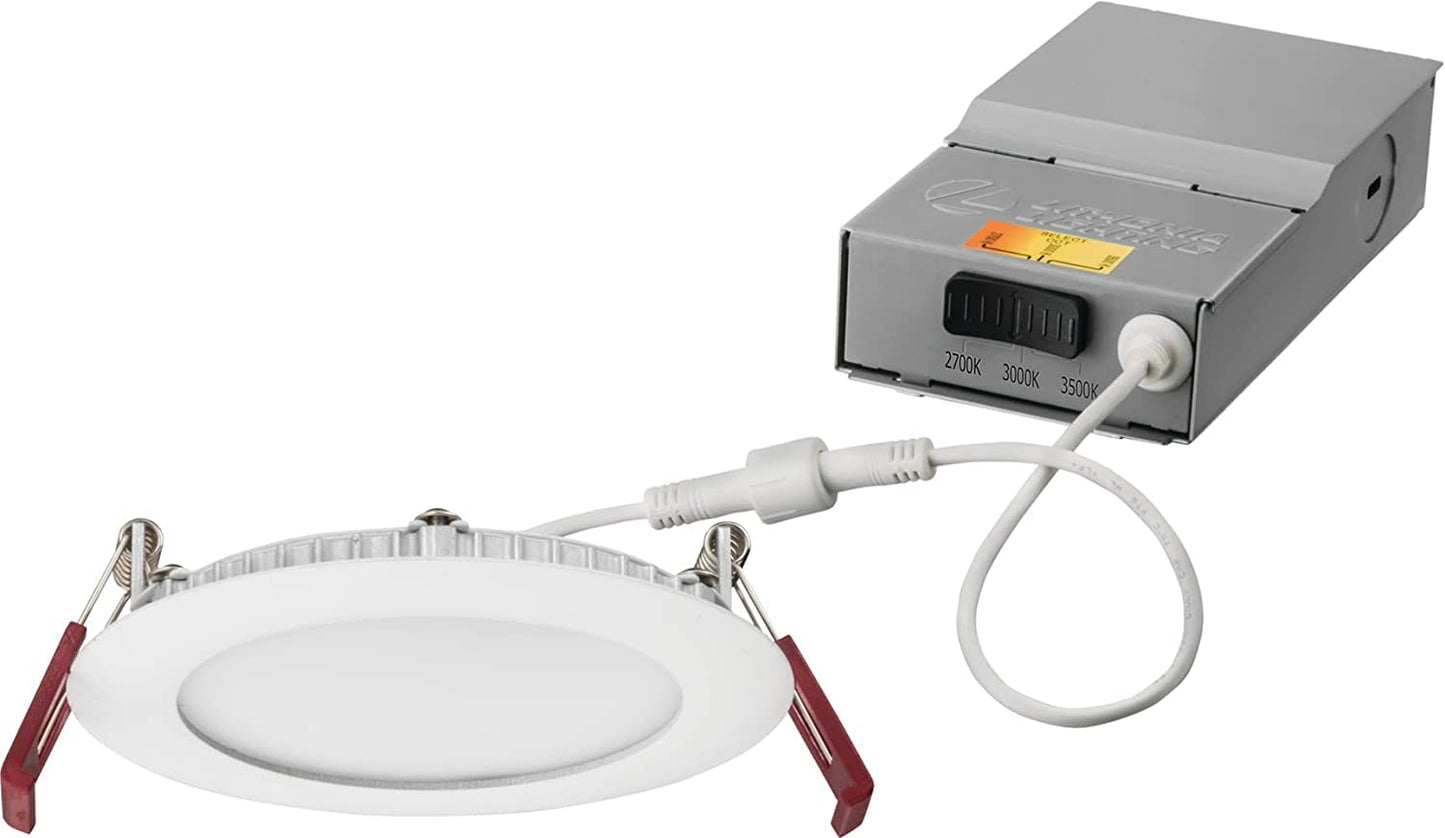Lithonia Lighting WF4 LED 27K30K35K 90CRI MB M6 Recessed Wafer Downlight with Ultra Thin Round Trim, Color Temperature Selectable, 2700K | 3000K | 3500K, 4-Inch, Matte Black