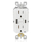 Leviton T5633-W Type A & Type-C USB In-Wall Charger with 15A Tamper-Resistant Outlet, USB Charger for Smartphones and Tablets, Not for Laptops, White