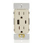 Leviton T5633-W Type A & Type-C USB In-Wall Charger with 15A Tamper-Resistant Outlet, USB Charger for Smartphones and Tablets, Not for Laptops, White