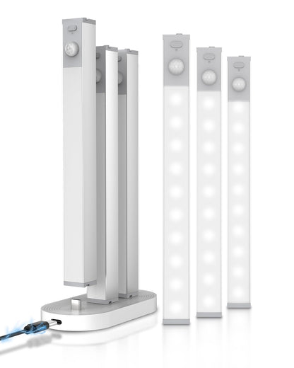 6 Pack Led Under Cabinet Lights Wireless with Charging Station, 7’’ Rechargeable Motion Sensor Light Indoor, Dimmable Closet Lights for Cabinets, Bookshelf, Stair, Hallway