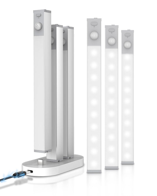 6 Pack Led Under Cabinet Lights Wireless with Charging Station, 7’’ Rechargeable Motion Sensor Light Indoor, Dimmable Closet Lights for Cabinets, Bookshelf, Stair, Hallway
