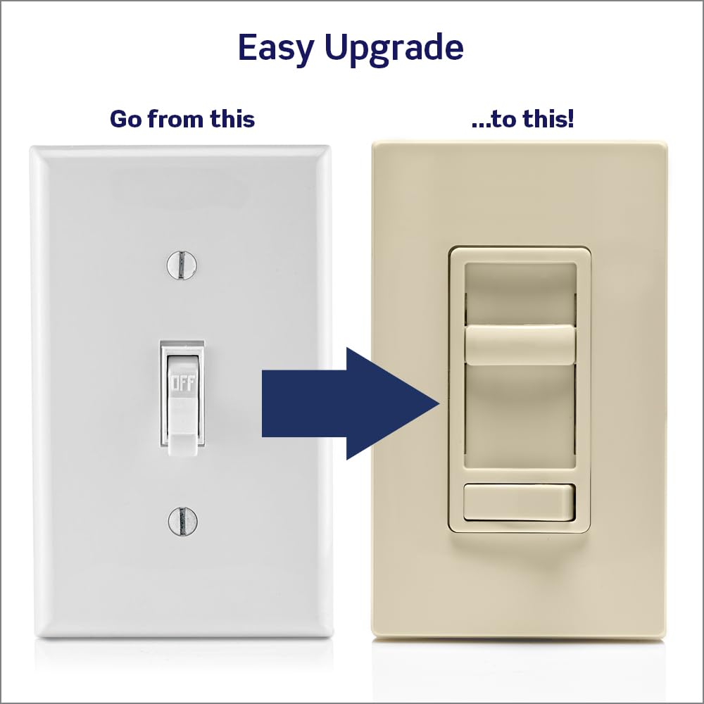 Leviton SureSlide Dimmer Switch for Dimmable LED, Halogen and Incandescent Bulbs, 6674-P0W, White