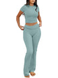 ANRABESS Lounge Sets for Women 2 piece Foldover Yoga Flare Leggings Pants Crop Tops Casual Y2K Outfits Matching Tracksuit Set