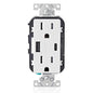 Leviton T5633-W Type A & Type-C USB In-Wall Charger with 15A Tamper-Resistant Outlet, USB Charger for Smartphones and Tablets, Not for Laptops, White