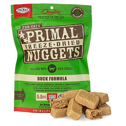 Primal Freeze Dried Raw Cat Food Nuggets Venison, Complete & Balanced Meal or Topper, Premium, Healthy, Grain Free, High Protein Raw Cat Food with Probiotics (14 oz)