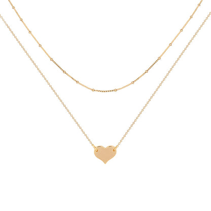 MEVECCO Layered Heart Necklace Pendant Handmade 18k Gold Plated Dainty Gold Choker Arrow Bar Layering Long Necklace for Women